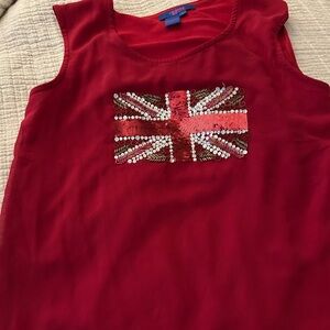 Twiggy Red Sequin Flag Tank Top